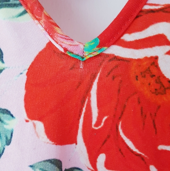 ASOS Pink & Red Roses Bubble Hem Short Dress - Picture 6 of 13